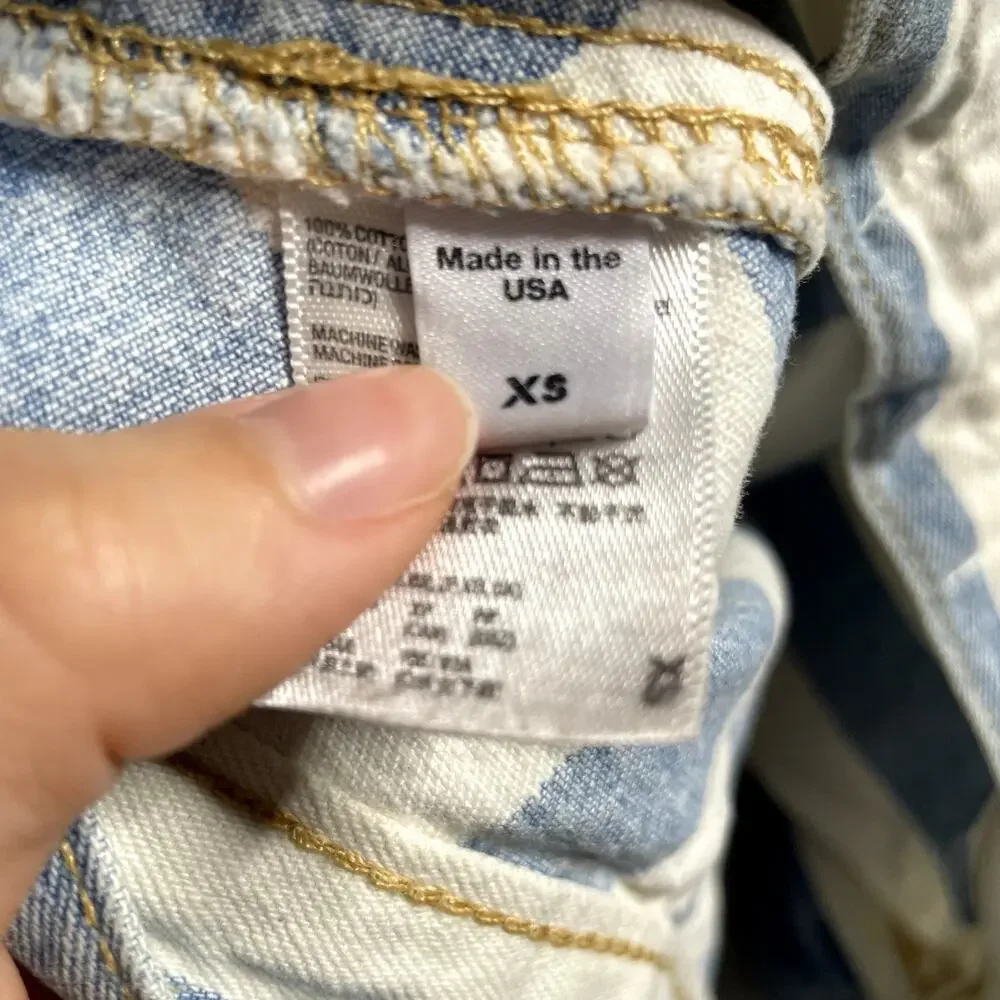 AMERICAN APPAREL White Blue Denim Jean Striped Circle Skirt Zip‎ Extra Small - Picture 4 of 4